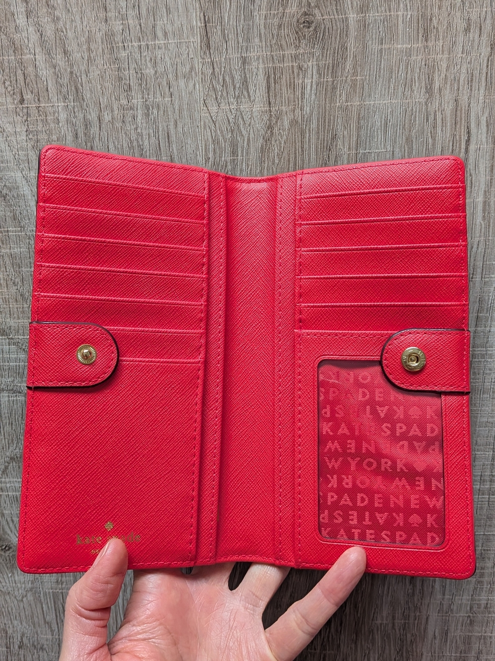 NWT Kate Spade Stacy Newbury Lane Large Slim Bifold Geranium Red Wallet